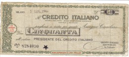 R.S.I. Assegnati A Tasso Fisso 50 Lire Milano 01 Luglio 1944  LOTTO 1168 - Otros & Sin Clasificación