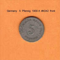 GERMANY   5  PFENNIG  1900 A  (KM # 11) - 5 Pfennig