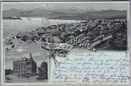 AK ZH THALWEIL 1901-09-09 Thalwil Mondscheinlitho Foto J. Künzler - Thalwil