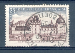 1957  N°  1128   CHÂTEAU DE VALENÇAY OBLITÉRÉ SANS GOMME - Oblitérés