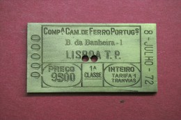 MEDALHA - COMPANHIA DE CAMINHOS DE FERRO - FORMATO BILHETE - BAIXA BANHEIRA - 1972 - Gewerbliche