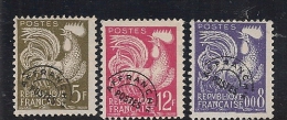 FRANCE - 1953-9  PREOBLITERES  Type Coq Gaulois  Yvert # 107-111-119- Sans Gomme - 1953-1960