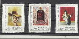 ARGENTINA 1985 - SERIE 50 AÑOS MUERTE CANTANTE  CARLOS GARDEL - 3 SELLOS DE 200 $    MNH PERFECT REJAL372 - Unused Stamps