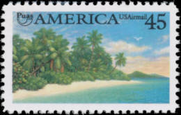 1990 USA Air Mail Stamp Pre-Columbian America Sc#c127 Post Island Coast Ocean - Iles