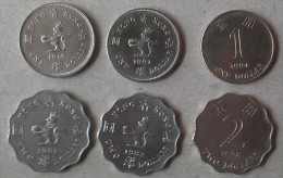 Hong Kong 3x $1.00 & 3x $2.00 Coins Used - Hong Kong