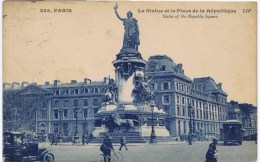 Cpa  PARIS La Statue Et La Place De La Republique - Estatuas