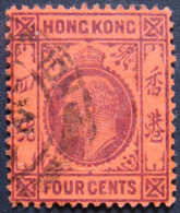 HONGKONG 1904 4c King Edward VII USED - Usados