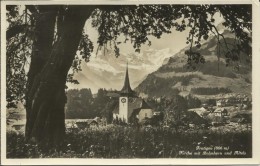 SUISSE . FRUTIGEN  . KIRCHE MIT BALMHORN UND ALTELS - Frutigen