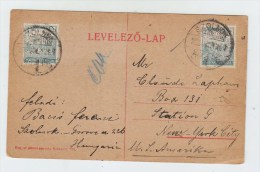 Hungary/USA POSTAL CARD 1912 - Covers & Documents