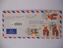 Taiwan Lettre Recommande De Tapei 1992 Pour Monaco - Cartas & Documentos