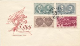 Czechoslovakia / First Day Cover (1953/10) Praha 1 (d): May Day - 8,00 Kcs - Karl Marx, Friedrich Engels - Karl Marx