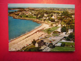 CPM   22  LANCIEUX  VUE AERIENNE  LA PLAGE ET LES VILLAS   VOYAGEE  1966 TIMBRE - Lancieux