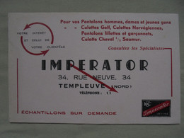 Ancien - Buvard Publicitaire "IMPERATOR 34, Rue Neuve"TEMPLEUVE (Nord) Tel 11 - Textile & Clothing