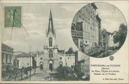 69 PONTCHARRA SUR TURDINE / Eglise, Mairie Et Place, Maisons Sur La Turdine / - Pontcharra-sur-Turdine