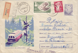 5634- BUSS, TRAVELING, REGISTERED COVER STATIONERY, 1967, ROMANIA - Bus