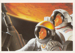 5654- SPACE, COSMOS, SPACE SHUTTLE, RUSSIAN AND AMERICAN COSMONAUTS, POSTCARD - Espacio