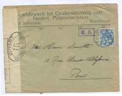 CARTA HOLANDA A PARIS MATº ROERMUND MARCA OUVERT 16 CONTROLE POSTAL MILITAR - Brieven En Documenten