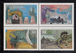 Canada MNH Scott #1107a Block Of 4 34c Exploration Of Canada I - Discoverers - Explorers