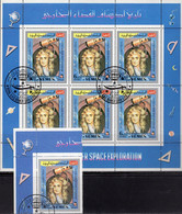 Physiker Newton Yemen 863+Kleinbogen O 8€ USA-Raumflug Historie 1970 Sheet Hoja Space History Exploration Sheetlet - Mitología