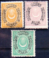 OTTOMAN EMPIRE 1876 Surcharged Set Of 3 Mint No Gum Scott42-44 CV$5 - Neufs