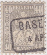 SI53D Svizzera Suisse Helvetia 40 Franco Grigio  Usato Con Annullo BASEL 1862 - Used Stamps