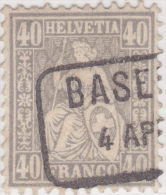SI53D Svizzera Suisse Helvetia 40 Franco Grigio  Usato Con Annullo BASEL 1862 - Oblitérés