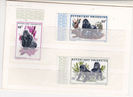 Rwanda - 3 Gorilles 1970  ** - Singes Monkeys - Gorilas