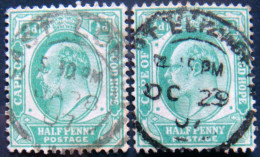 CAPE Of GOOD HOPE 1902 1/2d King Edward VII USED 2 Stamps - Kaap De Goede Hoop (1853-1904)