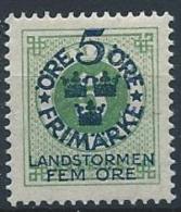 Suède 1916  N°79 Neuf* MLH Timbres Surchargés - Unused Stamps