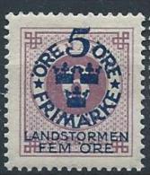 Suède 1916  N°80 Neuf* MLH Timbres Surchargés - Ongebruikt