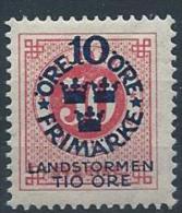 Suède 1916  N°85 Neuf* MLH Timbres Surchargés - Ongebruikt