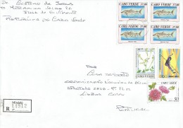 TIMBRES - STAMPS - LETTRE RECOMMANDÉ DE CAPE VERDE / CAP VERT  POUR PORTUGAL - TIMBRES DIVERS - RARE - Cap Vert