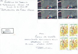 TIMBRES - STAMPS - LETTRE RECOMMANDÉ DE CAPE VERDE / CAP VERT  POUR PORTUGAL -  25 ANNIV. INDEPENDANCE ET DANCE - RARE - Kaapverdische Eilanden