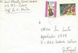 TIMBRES - STAMPS - LETTRE  DE CAPE VERDE / CAP VERT  POUR PORTUGAL - VIOLA ET ANNÉE INTERN. DE L´ALPHABETISATION - Cap Vert