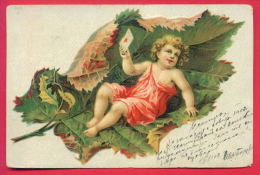 155710 / Illustrator ?? - LEAF , LITTLE GIRL LEETER  Valentine's Day 1902 - 3057 - Valentinstag