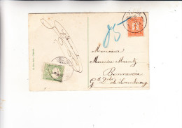LUXEMBURG, 1918, Michel Porto-Marke 1, Auf AK Von Ostende Nach Bonnevoie - Postage Due