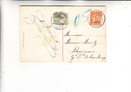 LUXEMBURG, 1918, Michel Porto-Marke 1, Auf AK Von Ostende Nach Bonnevoie - Postage Due