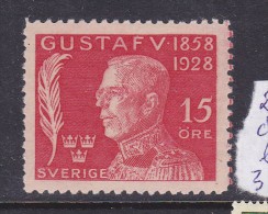 SUEDE N° 208 15  (+5) O ROUGE  70EME ANNIVERSAIRE DU ROI GUSTAVE V CHARNIÈRE LEGERE - Unused Stamps