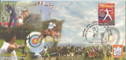 Special Cover India  2010 Cricket, Archery, Elephant, Boating, Horse Polo, Sports - Bogenschiessen