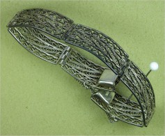Filigranschmuck, Antikes Silber-Armband Mit Sicherungskette - Bracciali