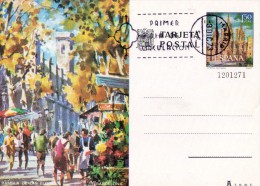 España 1973. Turismo Barcelona. Tarjeta Entero Postal Numeración EDIFIL 101 Con Matasellos Primer Día - 1931-....