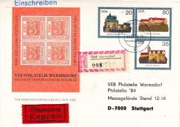 DDR Ganzsache Umschlag - Neuenburg Burg Kriebstein Ranis 1984 - Philatelia Stuttgart - Wermsdorf Einschreiben Registered - Enveloppes - Neuves