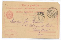 CARTA SUIZA A SEVILLA MATº WOHLEN - Covers & Documents