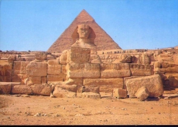 Giza - The Great Sphinx -and The Pyramid Of Kephre - Egypt - Formato Grande Non Viaggiata - Gizeh