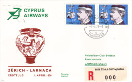 Zurich Larnaca  1978 - Erstflug 1er Vol First Flight - Cyprus Airways Chypre - First Flight Covers