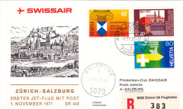 Zurich Salzburg 1977 - Erstflug 1er Vol First Flight - Swissair - First Flight Covers