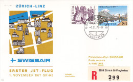 Zurich Linz 1977 - Erstflug 1er Vol First Flight - Swissair - Erst- U. Sonderflugbriefe