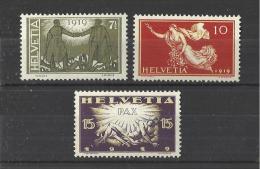 SWITZERLAND 1919 - MINT VERY SLIGHTLY HINGED SERIE OF 3 STAMPS "COMMEMORATING THE PEACE - PAX" OF 7 1/2-10-15 PERFECT RE - Nuevos