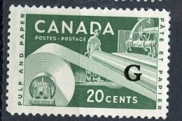 Canada 1955 20 Cent  Paper Industry  Overprint Issue #O45  MNH - Perforadas