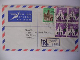 Afrique Du Sud Lettre Recommande De Johannesburg 1969 Pour Nice - Briefe U. Dokumente